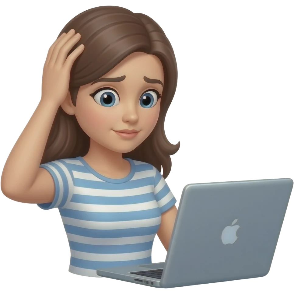 woman worried looking at laptop with hand on head emoji