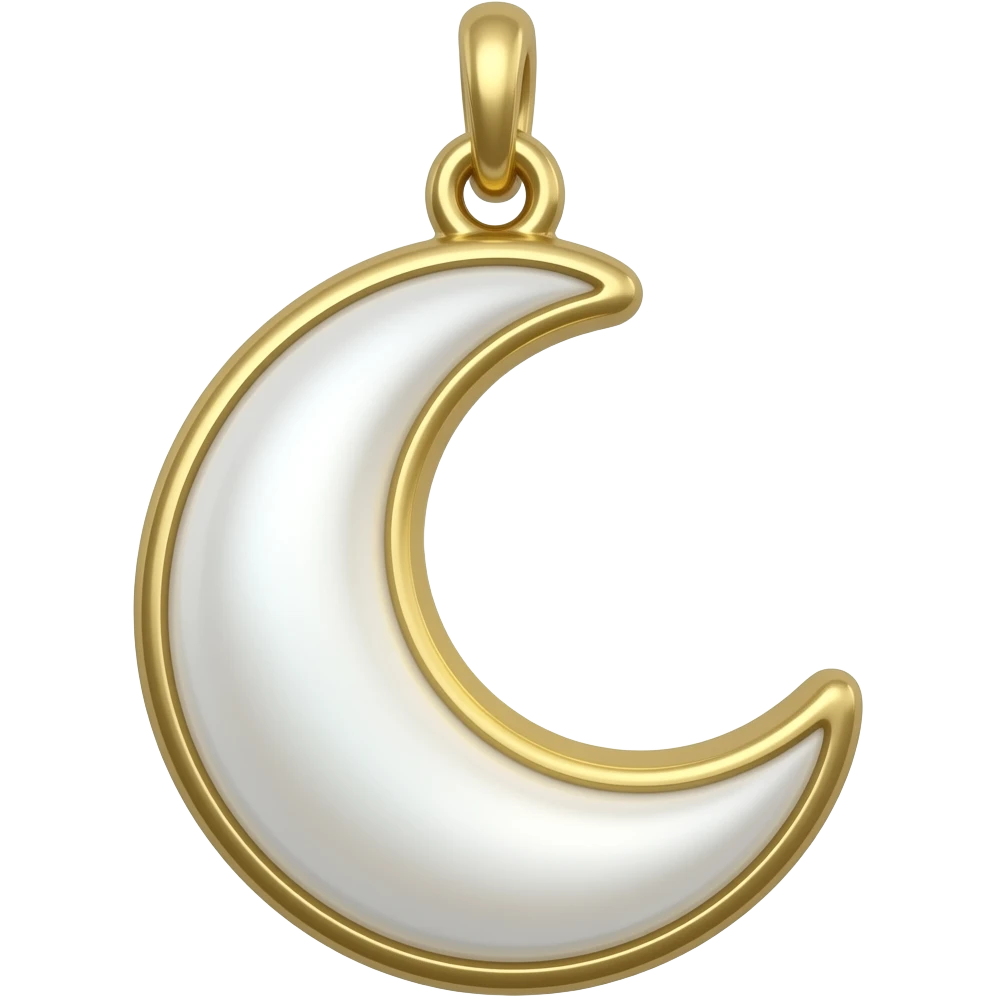 A small crescent moon charm in pearl white and gold, glowing softly with a magical feminine fairy aesthetic. emoji