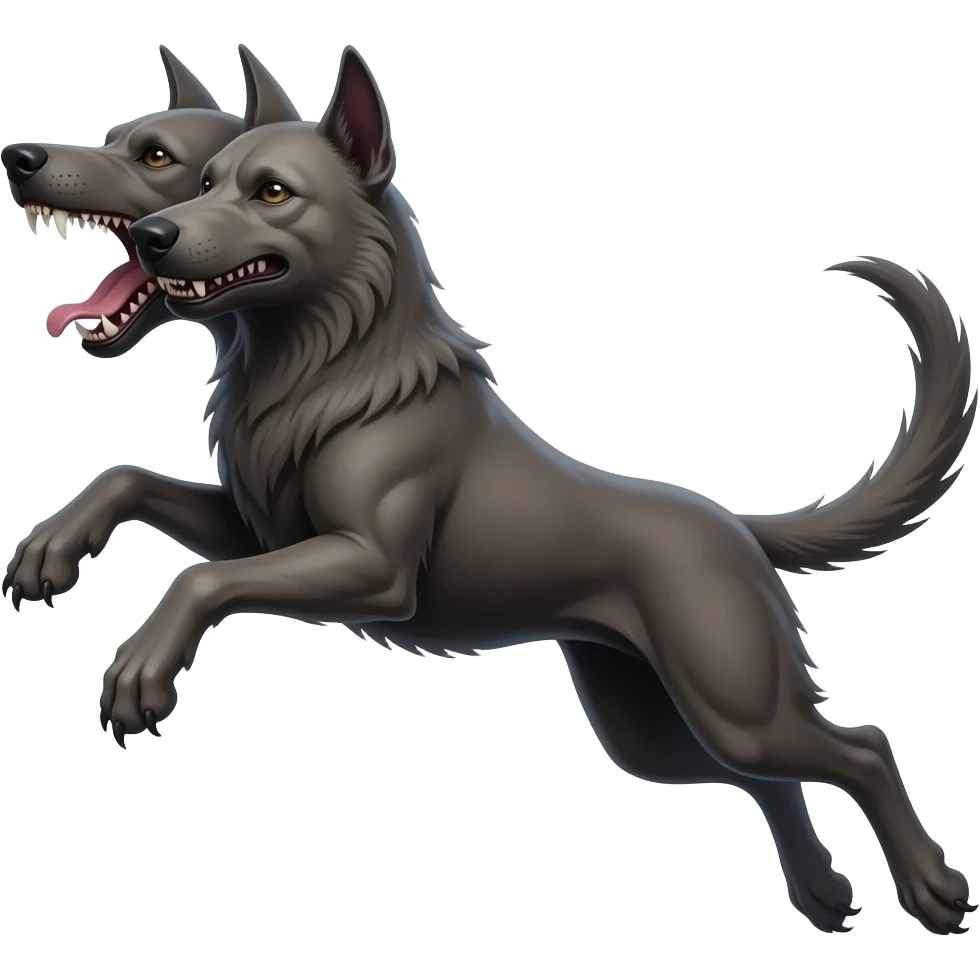 cinematic - cerberus, a three-headed haunting dog - jumping emoji