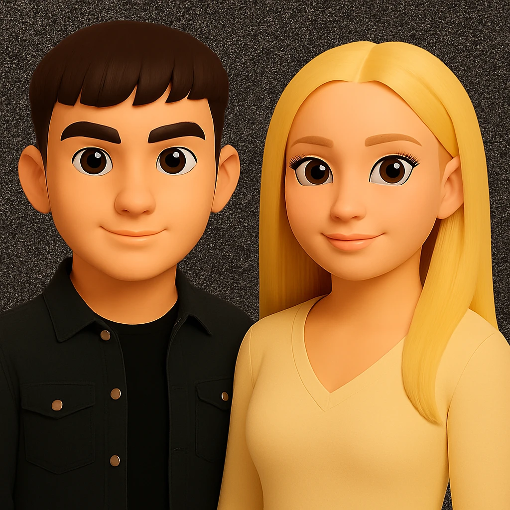 Keep the image unchanged except slightly spread the people apart from each other. Preserve the original style and background as is. emoji