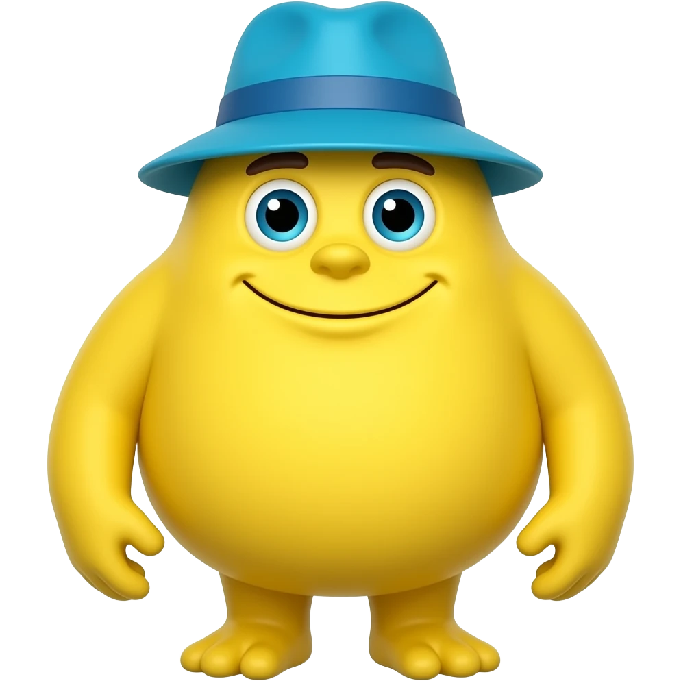 monster in vibrant yellow color and wear blue hat emoji