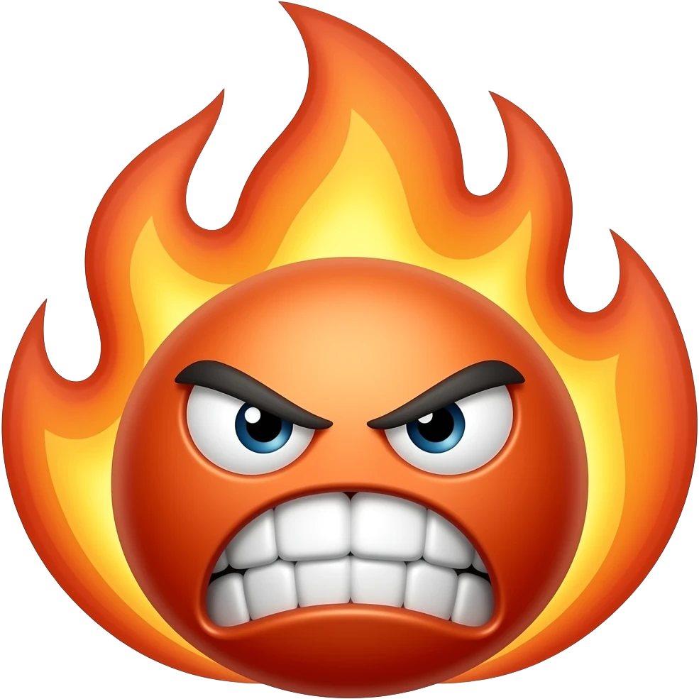 Make a angry emoji with fire theme should look classy theme use normal emojis emoji