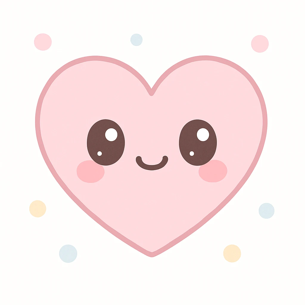 pink heart with a smiling face, kawaii style emoji