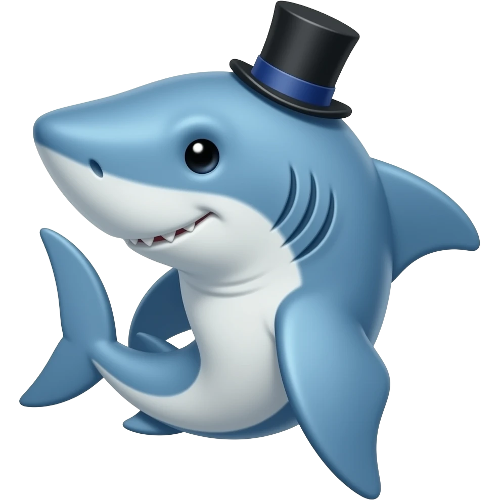 Shark with a top hat emoji