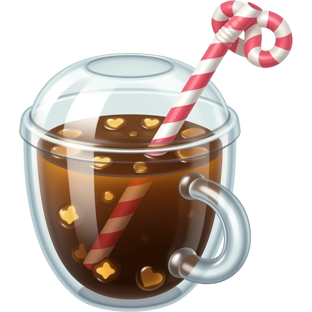 용암 커피에 하트 빨대 emoji