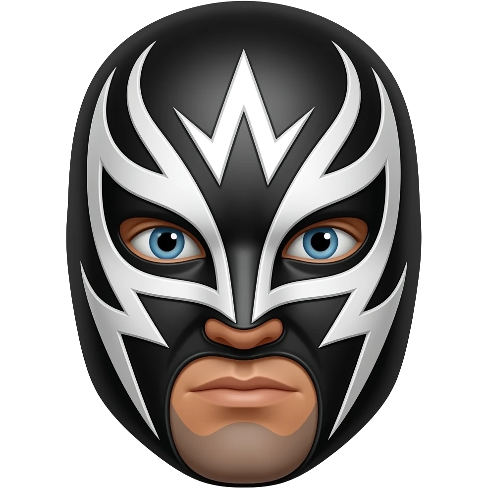 Make a rey mysterio mask black and white cover his mouth area make his eyes black emoji