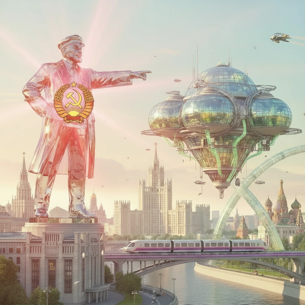 Убери яркое свечение на теле Ленина по центру и сделай вместо него герб СССР (серп и молот)

Остальное оставь без изменений emoji