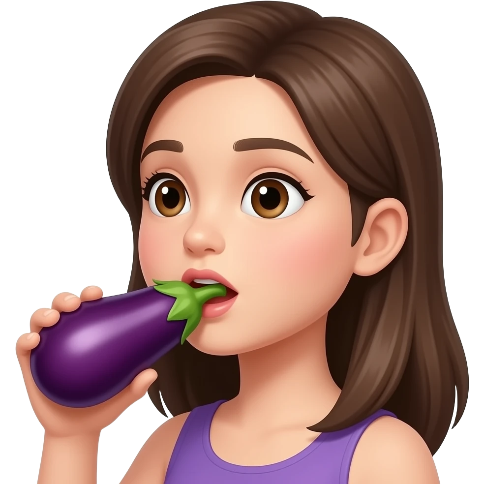 Girl sucking an eggplant emoji