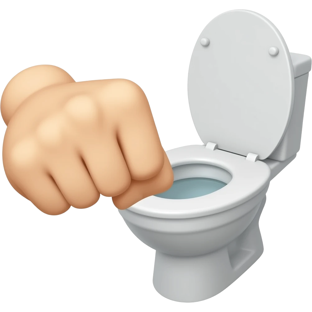 A toilet, taking a punch emoji