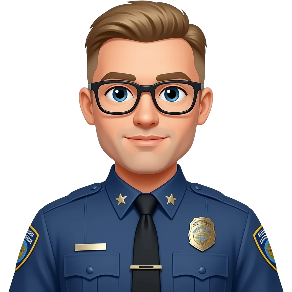 male police officer with light hair buzz cut and glasses emoji