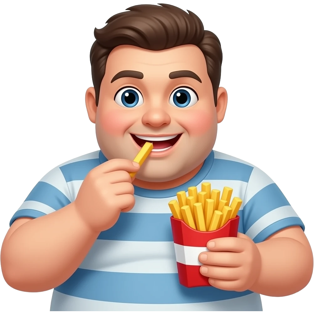 fat man eating fries emoji
