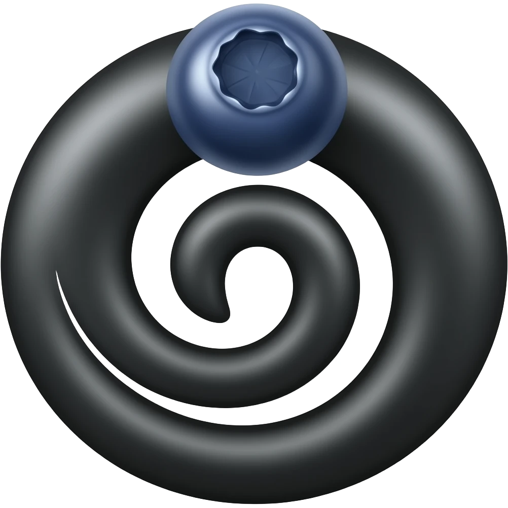 Black swirl with a blueberry on top emoji