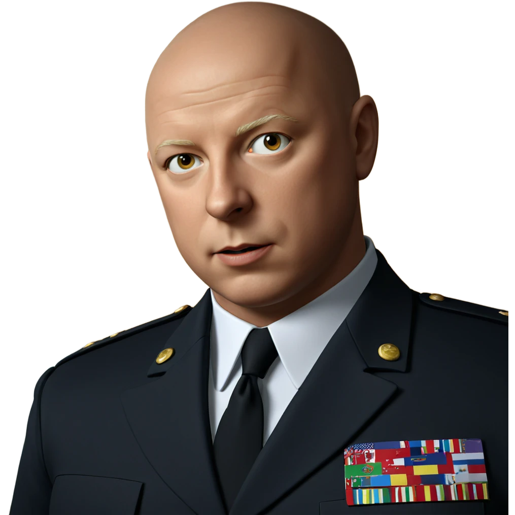 bald boy in military uniform emoji