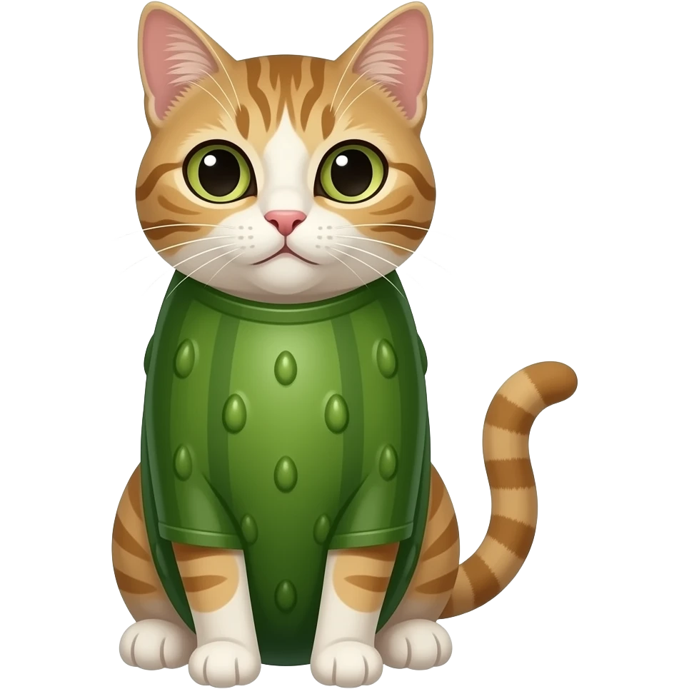 A cat wearing a pickle emoji