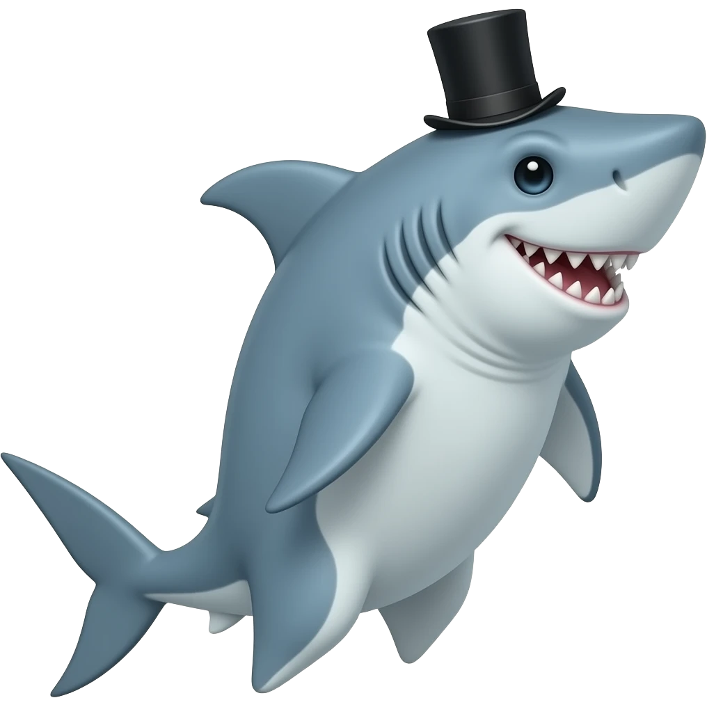 Shark with a top hat emoji