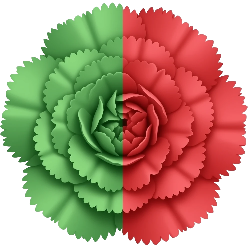quero um emoji de um cravo para o 25 de abril de portugal, muito simples, com recurso a duas cores, verde e vermelho sem modelação de sombra emoji
