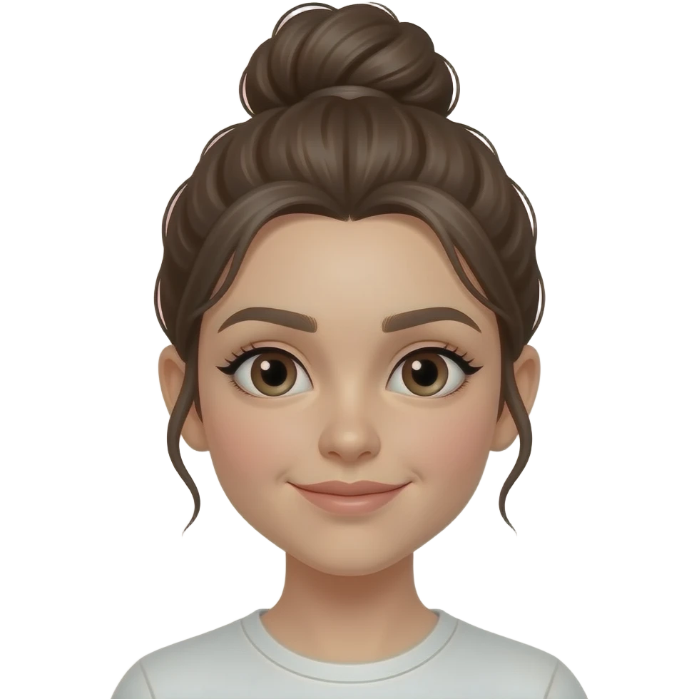 girl with unique face and hair bun emoji