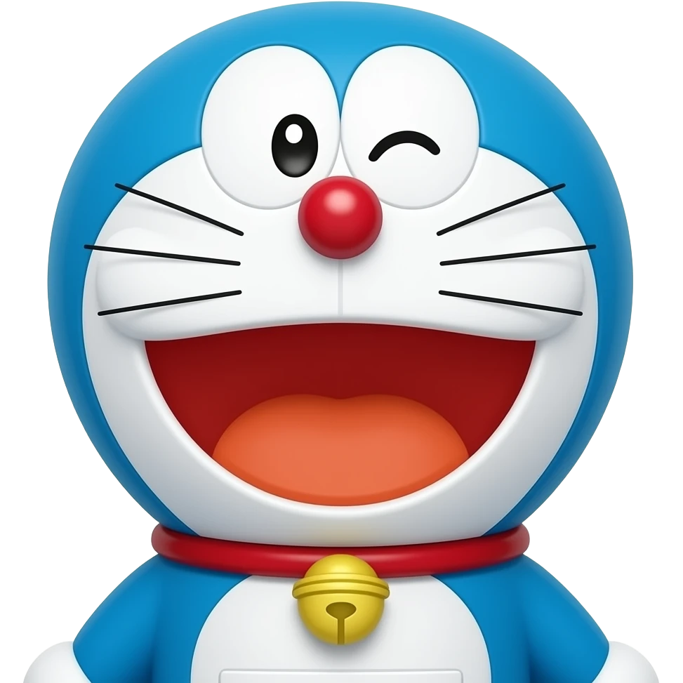 doraemon wink and big smile few shadows emoji