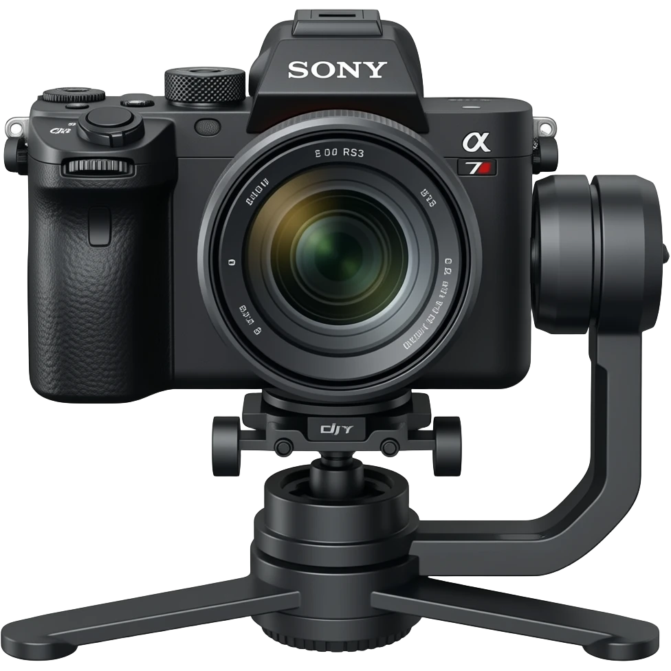 Sony camera on DJI rs3 gimbal set up top down shot emoji