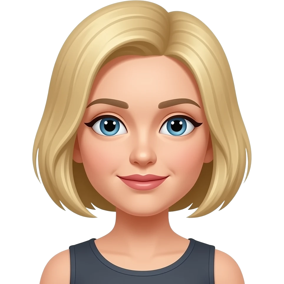 Fait moi un emoji 3D d'un femme blonde avec le cheveu cour emoji