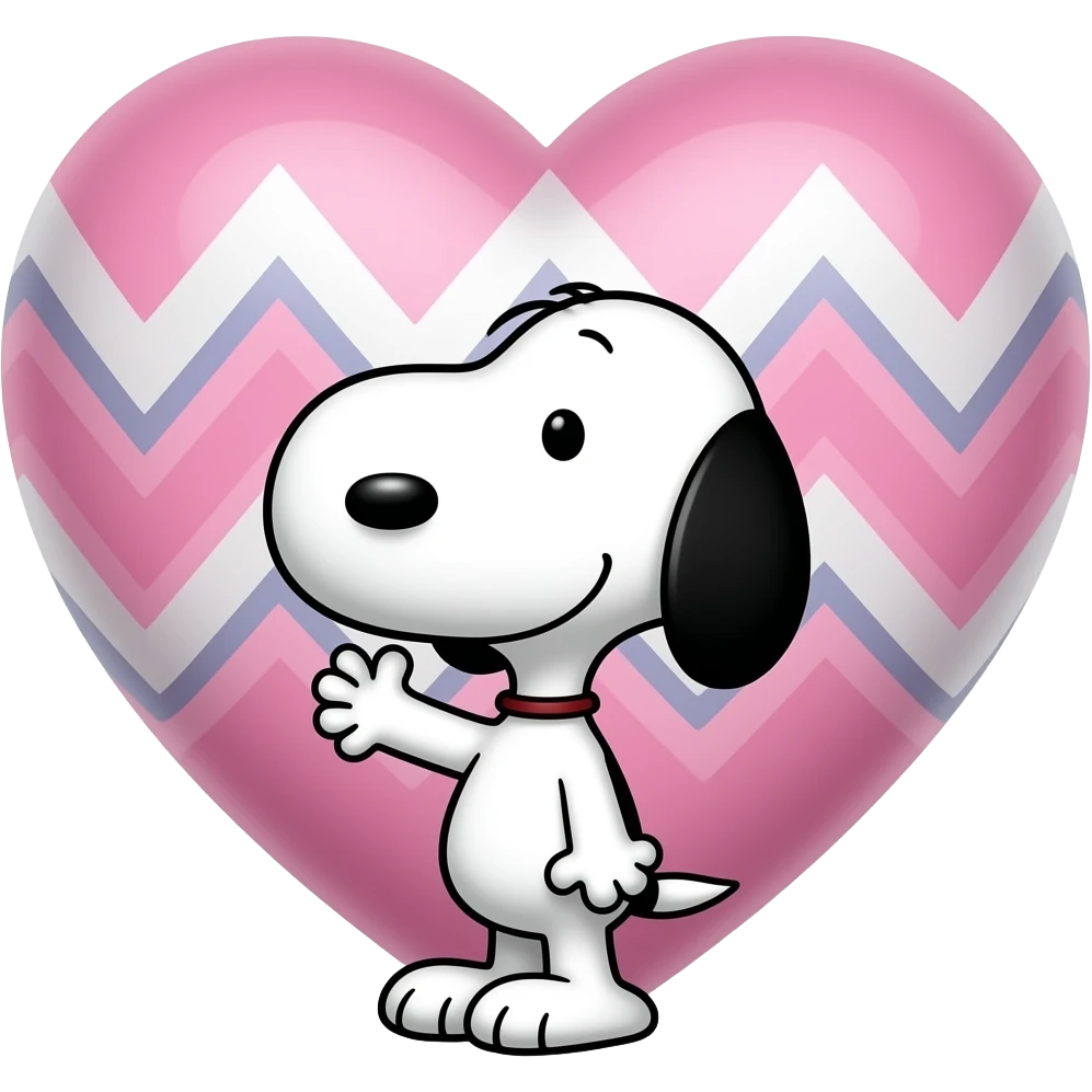 Snoopy standing UNDER a big easter heart emoji