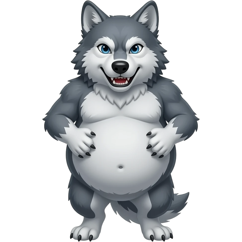 un lobo feroz con  mucha barriga emoji