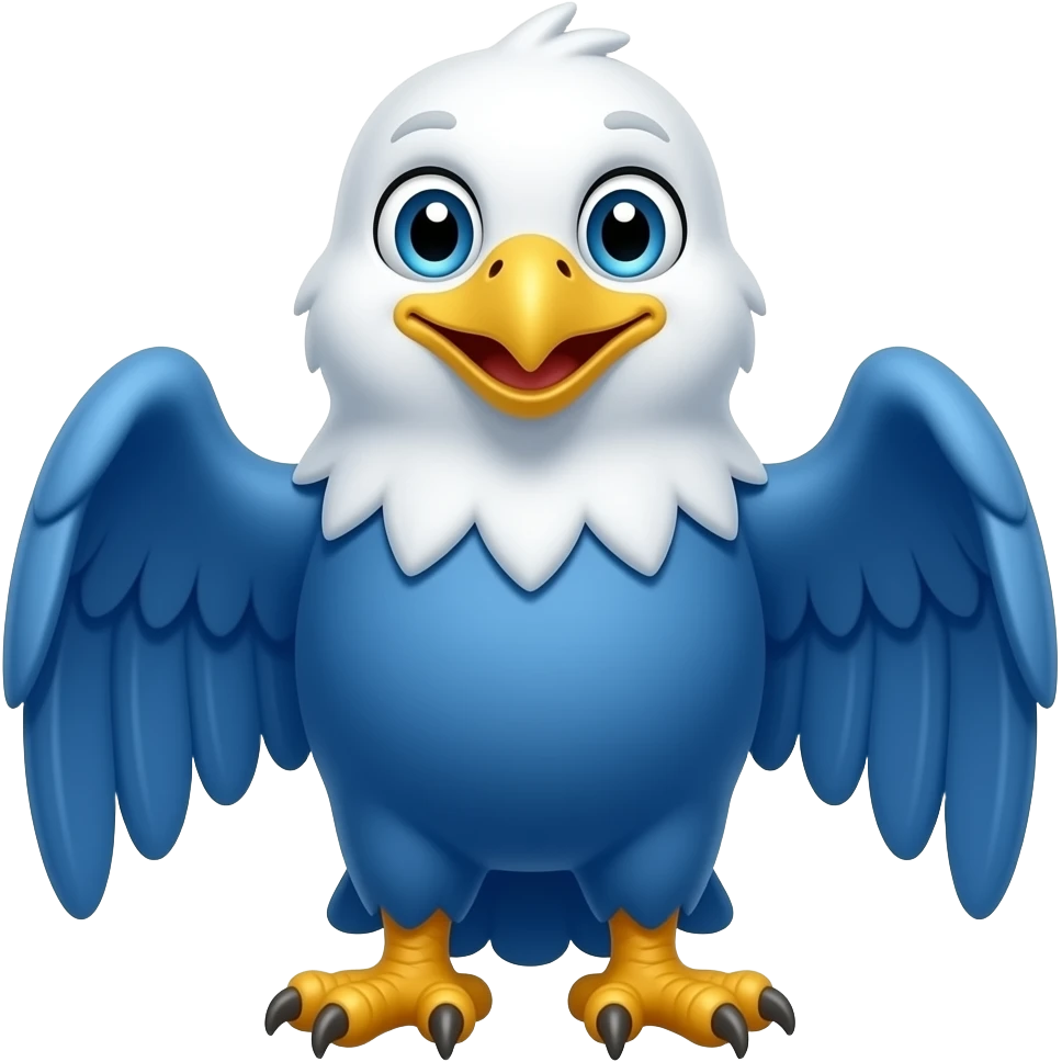 blue color eagle mascot cute smile emoji