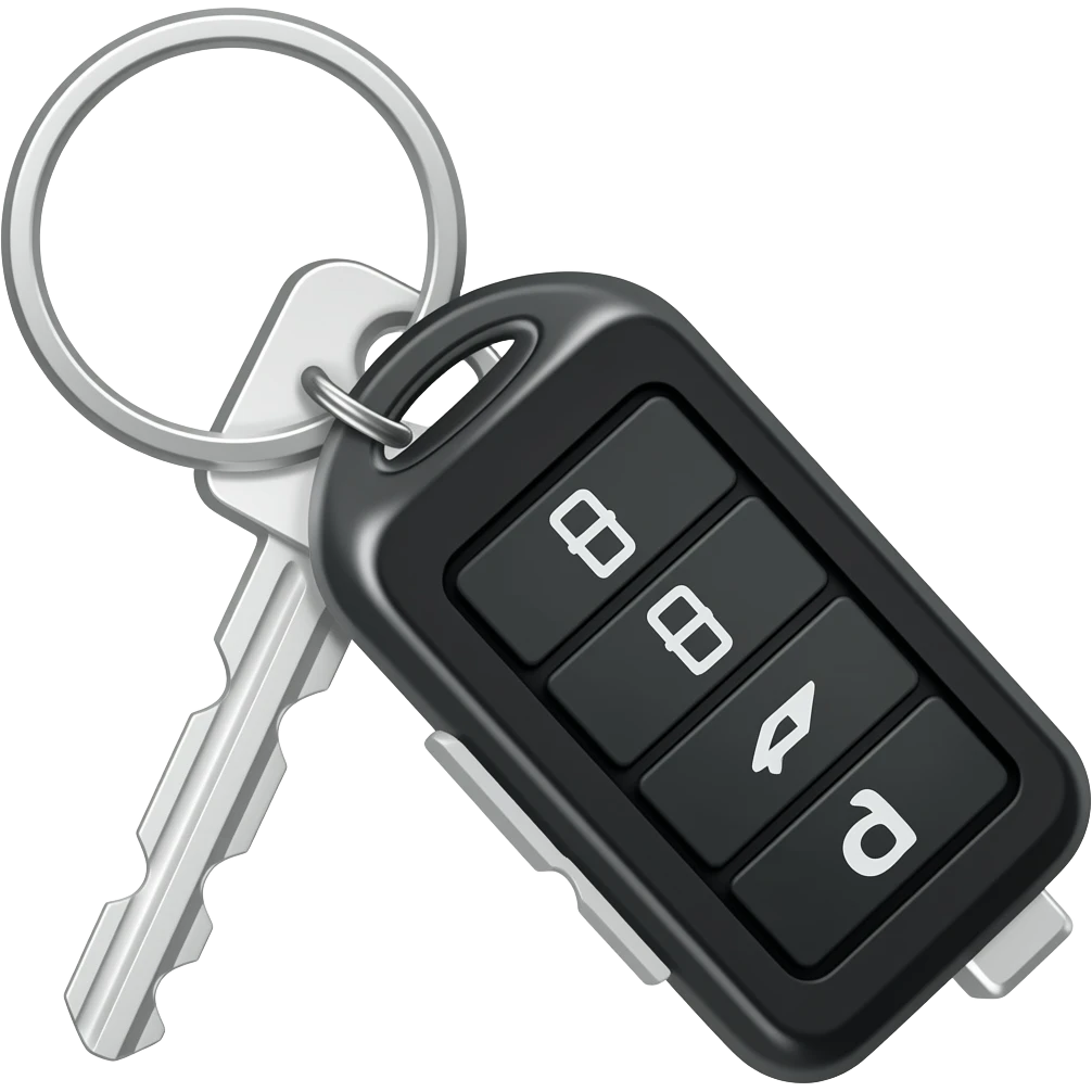 car keys with keychain black on white background minimalism emoji