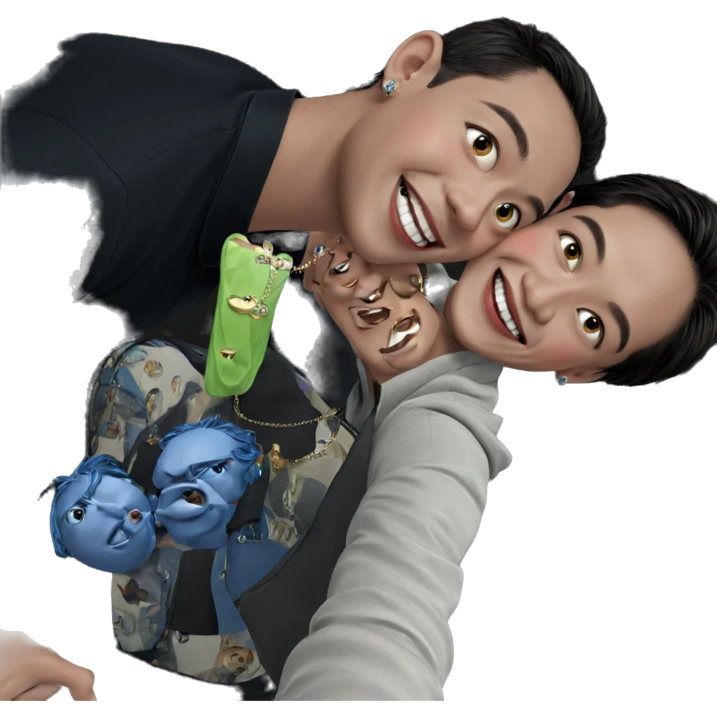 smiling boys with jewelry emoji