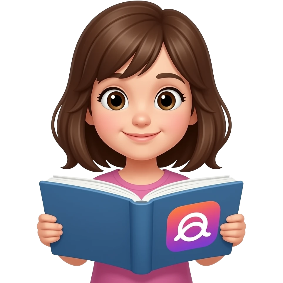 Threads app Stories reading girl with brown hair emoji