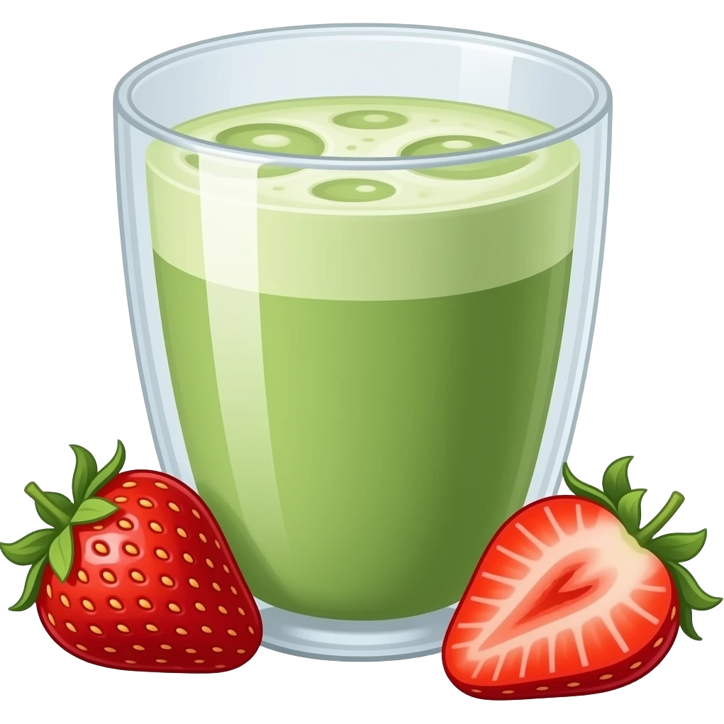 strawberry matcha latte in a glass cup emoji