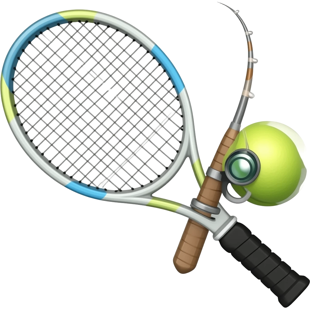 tennis racketmade into a fishing rod emoji