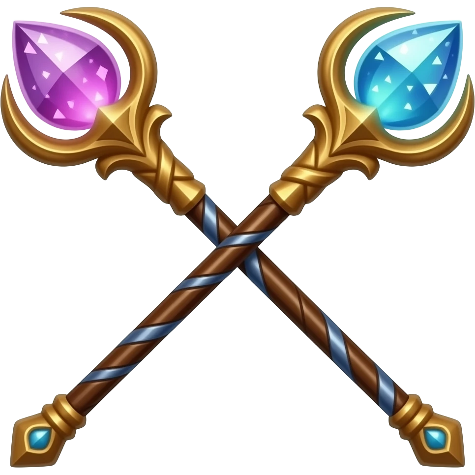 2 magic staffs crossed together emoji