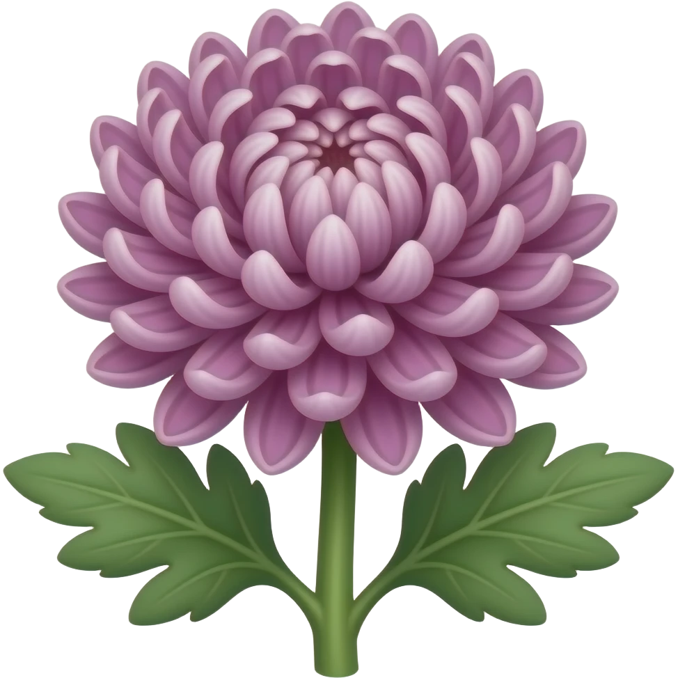 Mauve japanese chrysanthemum with stem and leaves emoji