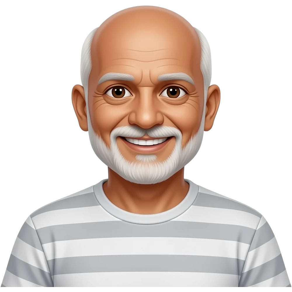 old half bald indian male smile in t-shirt emoji