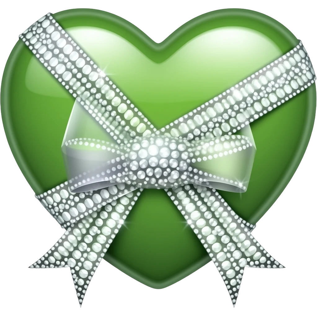 Green heart with crystal ribboneart emoji