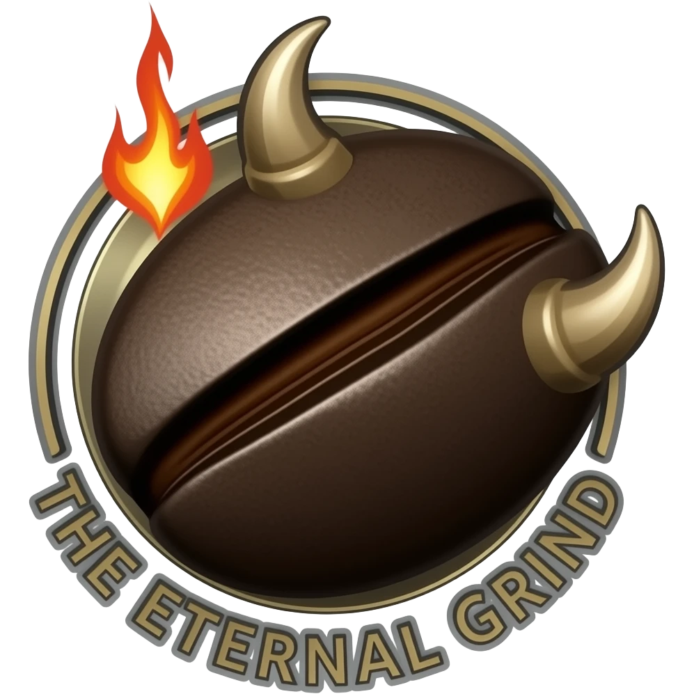 A demonic run coffee shop bean for The Eternal Grind emoji