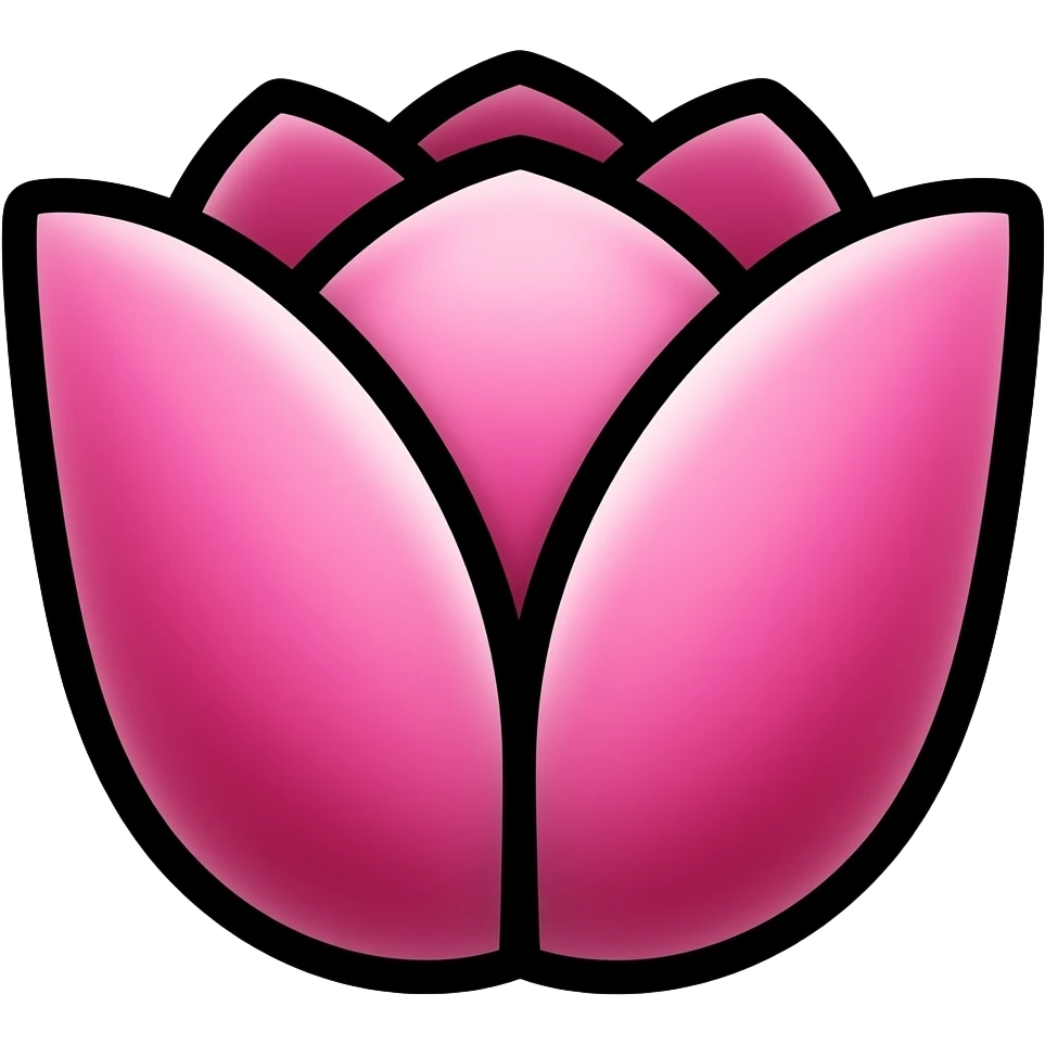 pink tulip with black bold stroke emoji