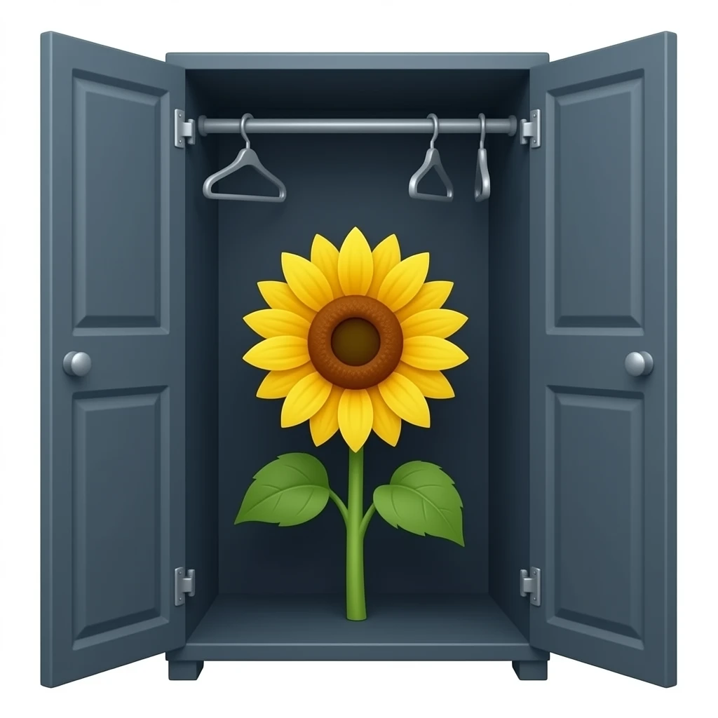 a small sunflower in a dark closet emoji
