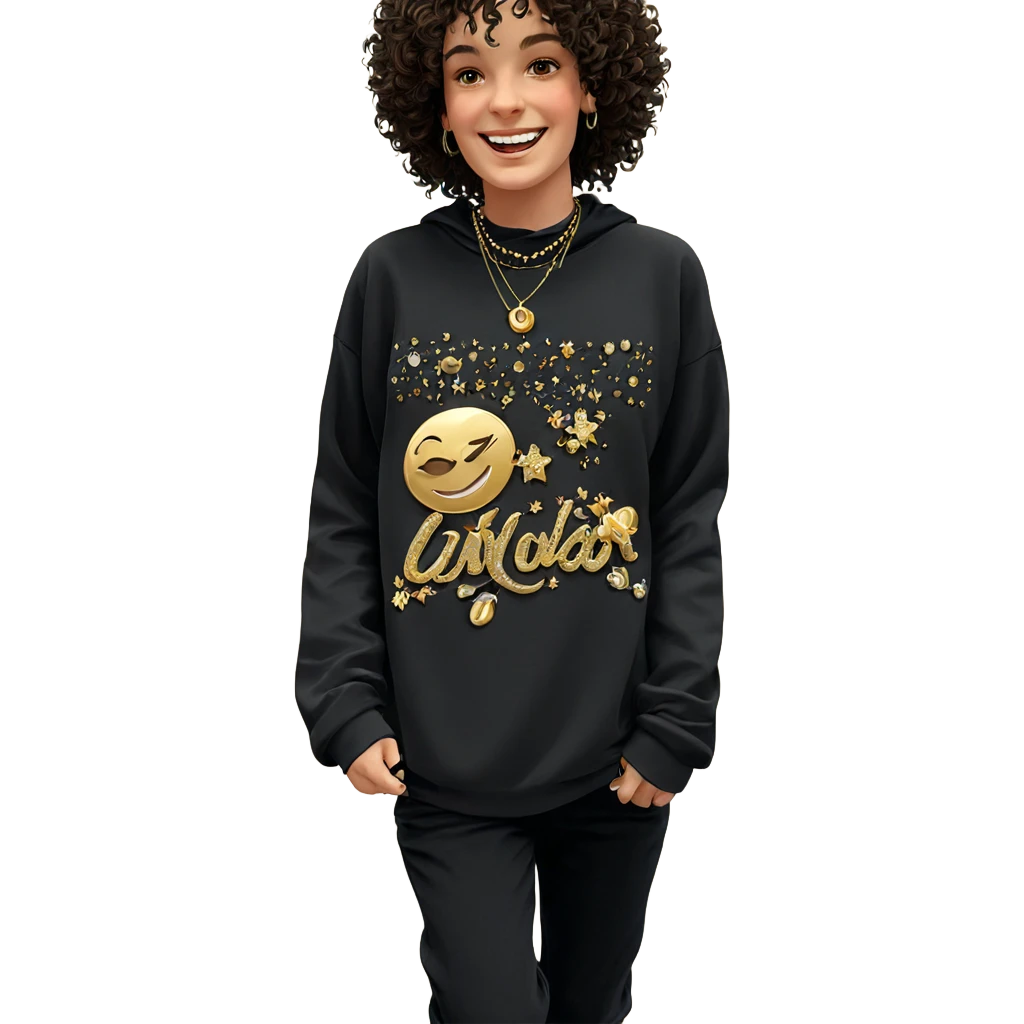 smiling girl with jewelry indoors emoji