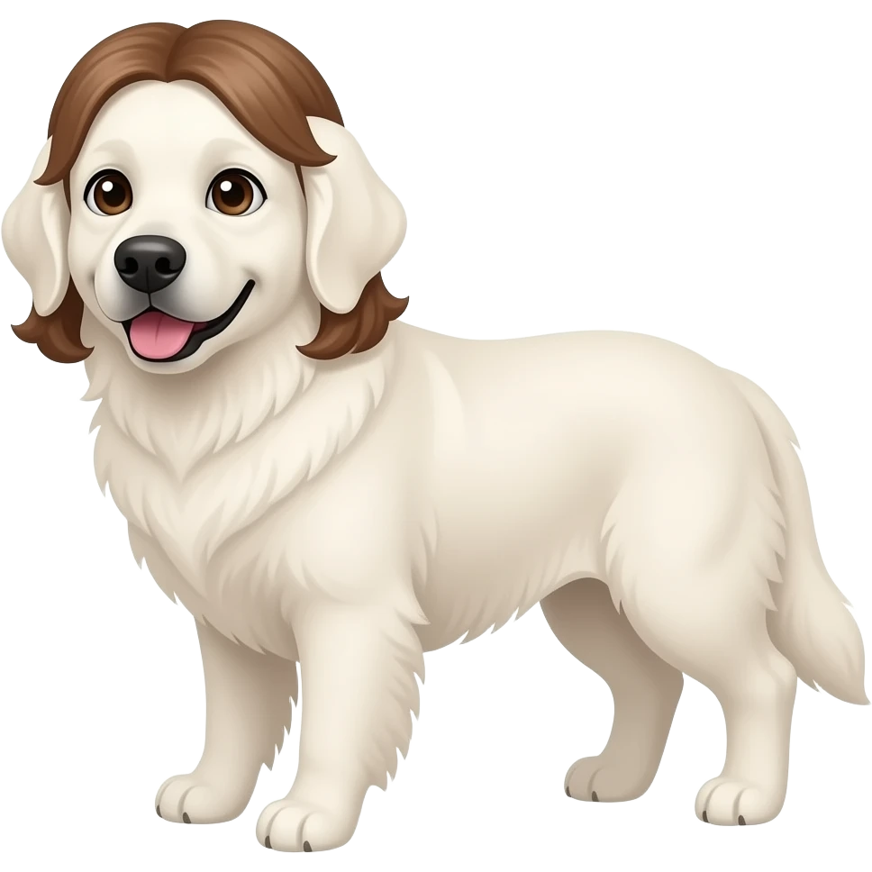 white golden retriever with white girl brown hair and brown eyes emoji