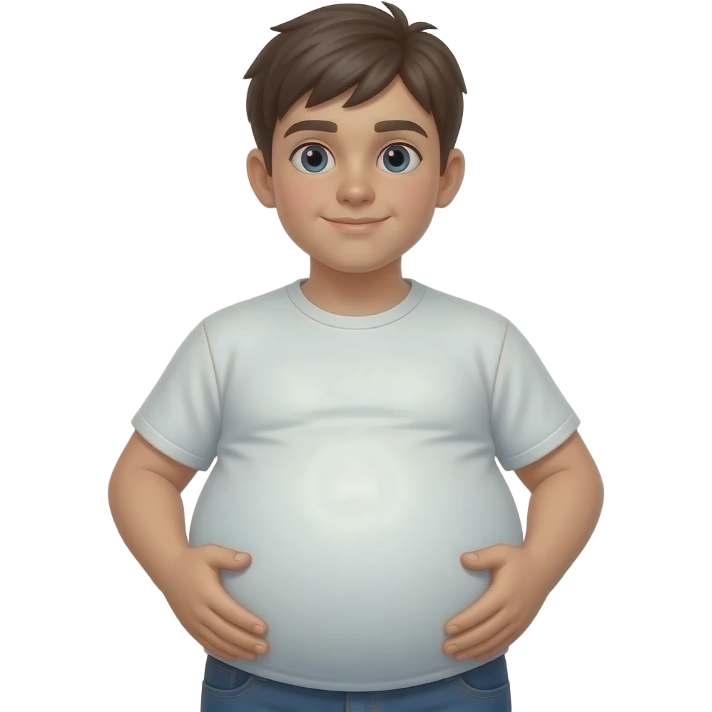 Emotka chłopak ma 13 lat i ma jeszcze ogromniejszy brzuch emoji