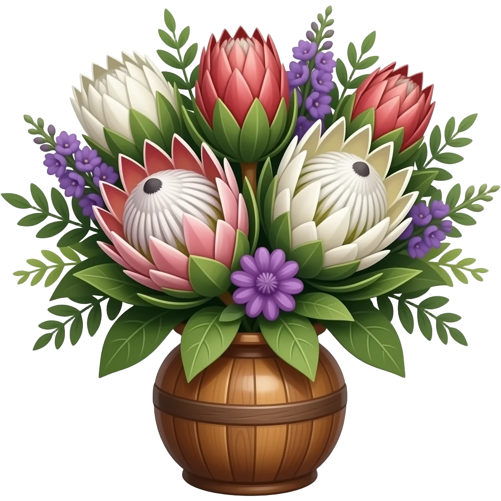 Protea and pincushion bouquet with filler medium size emoji