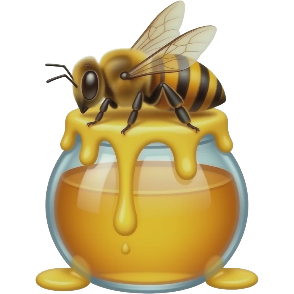 Honey pot  with very big bee on top emoji