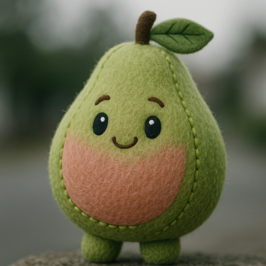 guava fruit transformed into a cuddly plushie, soft fabric, gentle colors, playful look emoji