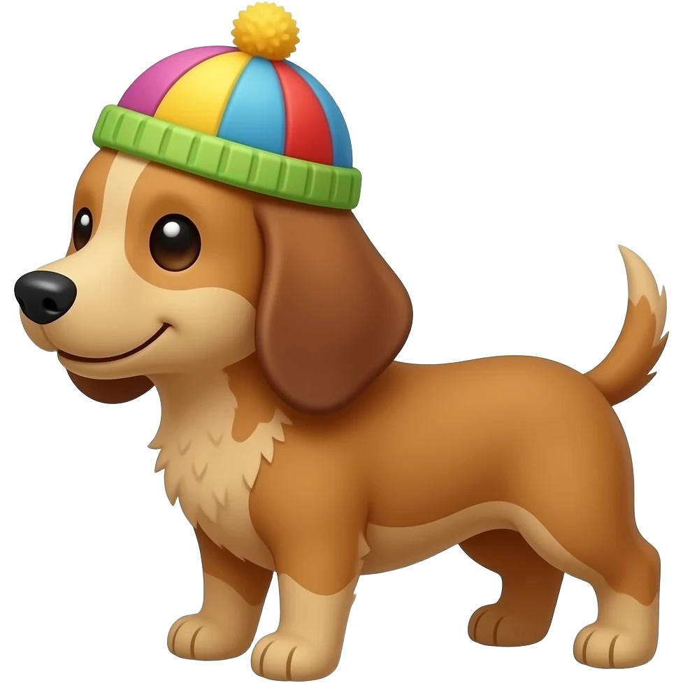 A dog with a on its head emoji