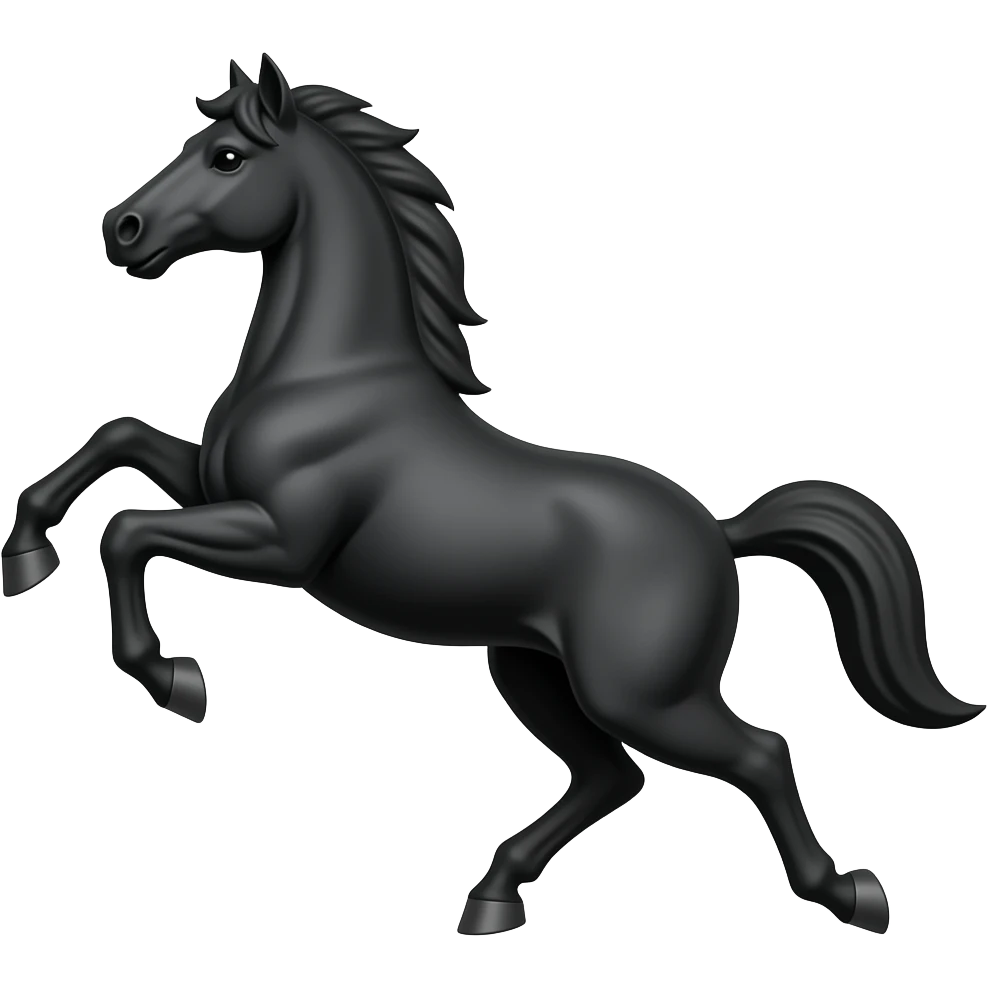 Black Horse icon aligned left to right and his front legs in air like a warrior horse emoji