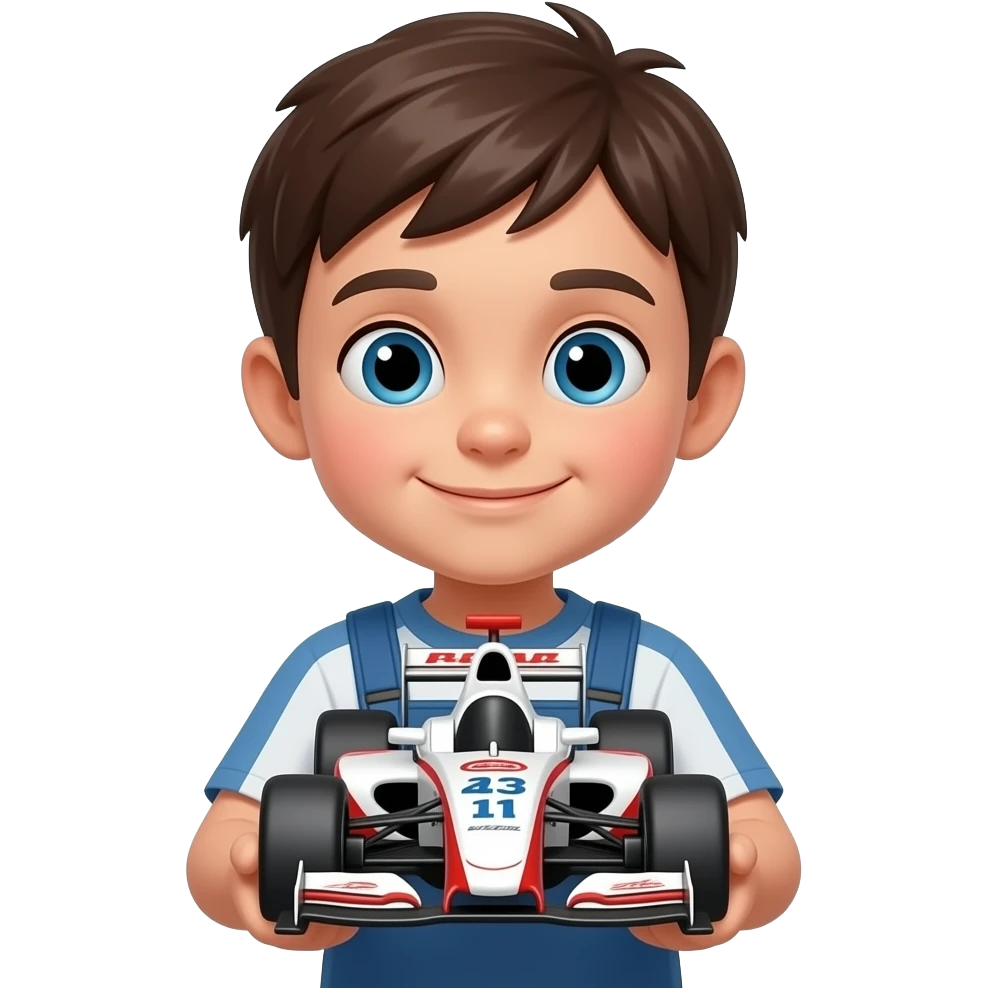 Kid with racing Toy, front facing emoji