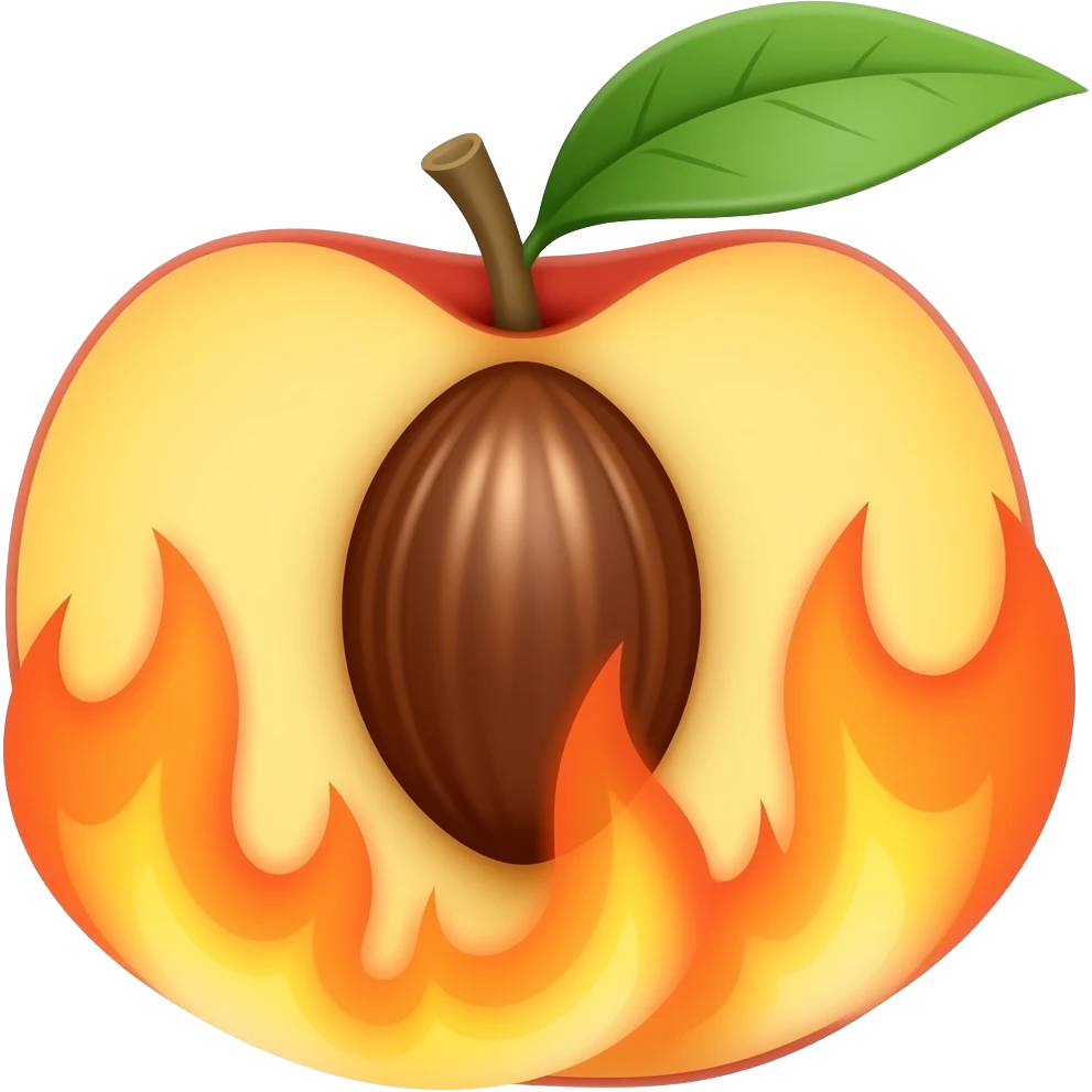 Un durazno ardiendo en llamas emoji