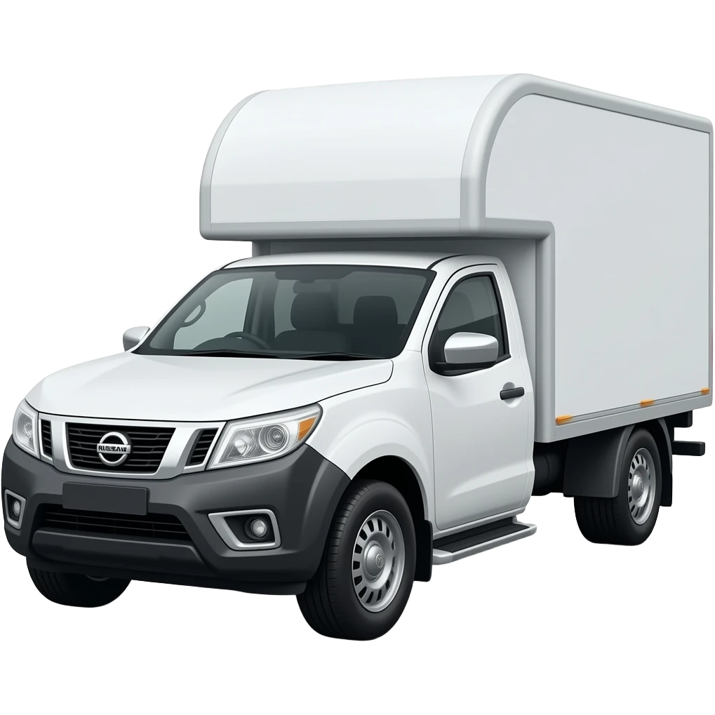 Una camioneta Nissan np300 blanca con una caja blanca y que abajo adelante sea negro oscuro en posición de tres cuartos frontal emoji